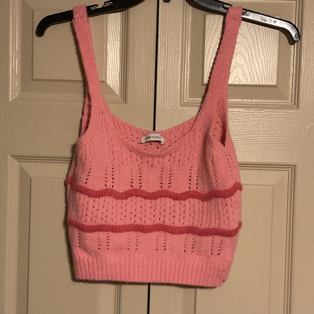 LCW Casual Pink Knit Crop Top. Medium